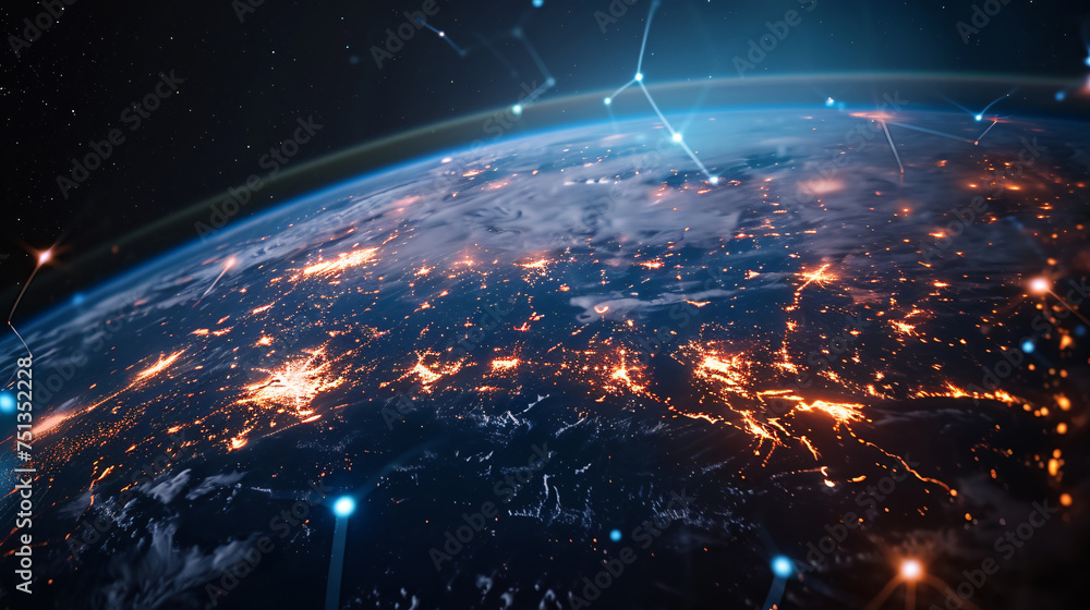 Poster global internet network connectivity concept map