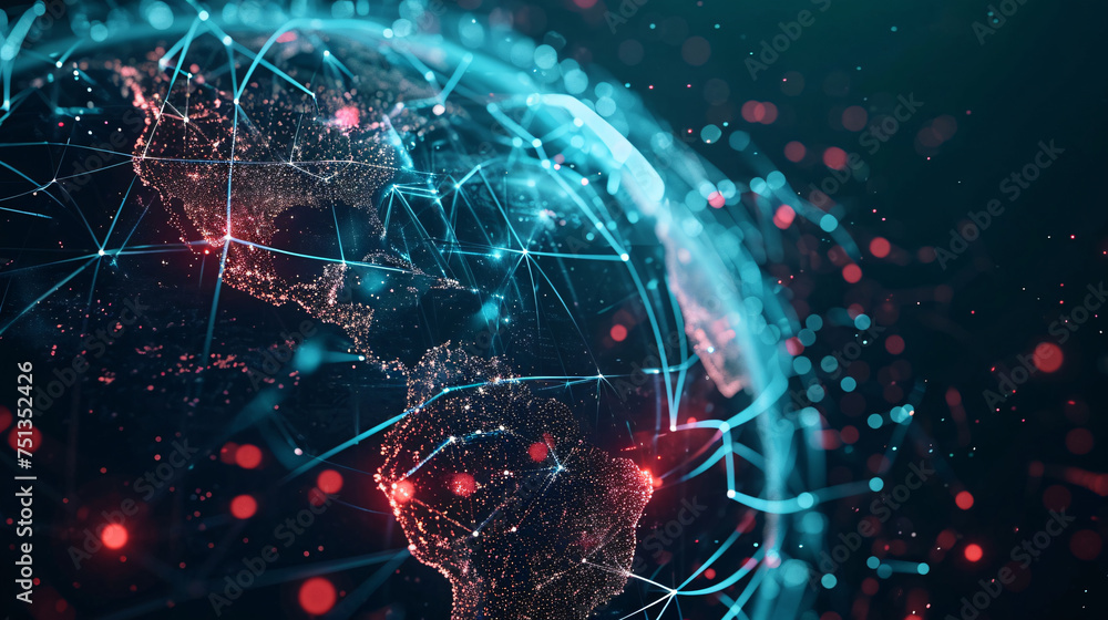 Poster global internet network connectivity concept map