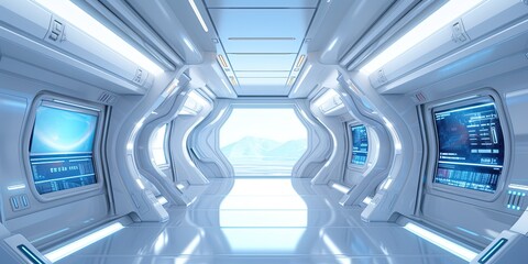 Obraz premium Space station or Sci-fi style futuristic facility external panel surface background. Exterior of scifi device.