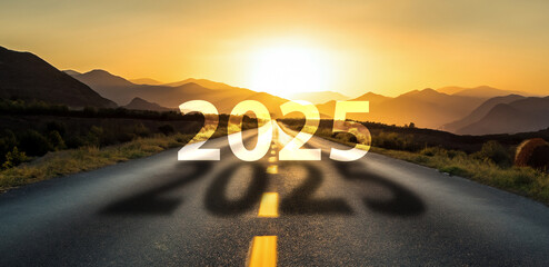 2025 Erfolg, Zukunft, Richtung - obrazy, fototapety, plakaty