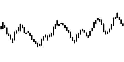 Stock trade chart. Trading graph seamless pattern. Repeating black candle forex market isolated on white background. Repeated candlestick investment finance. Stockmarket price. Vector illustration