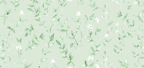 spring floral pattern in soft pale shade of green color background - AI Generated
