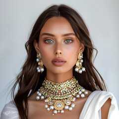 Kundan Necklace showcased on a Russian beauty