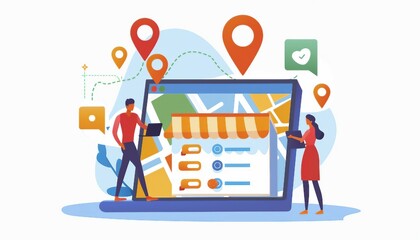 Local SEO Optimization for Businesses, local SEO optimization for businesses with an image showing marketers optimizing Google My Business listings, AI