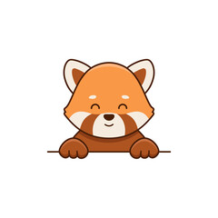 Cute relax red panda in cartoon style. Vector flat illustration