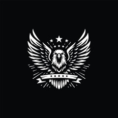 Black and white eagle logo vector illustration | Badge Design | flying eagle vector illustration| eagle design