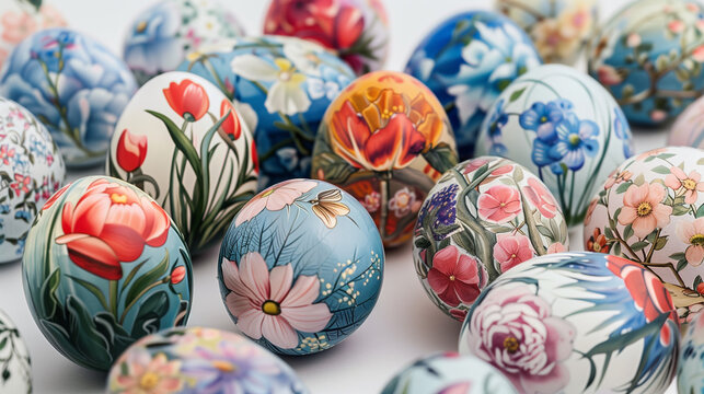 easter eggs in a row, Up Close and Easter day, with Beautifully Painted Easter, Easter wallpaper with easter eggs in a basket ai generated image, Easter poster and banner template with Easter eggs, Ai