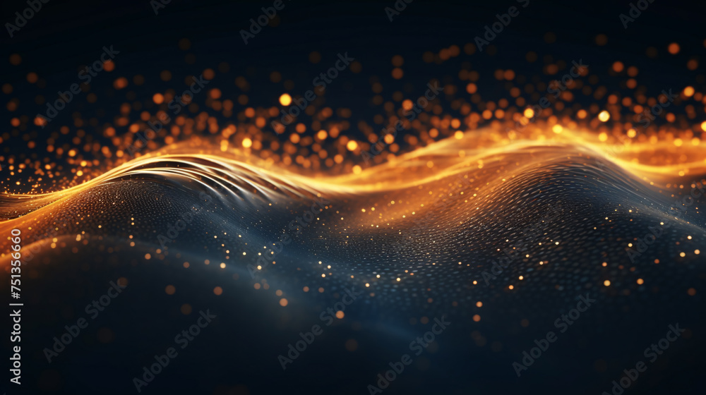 Poster abstract golden wave particle particle background