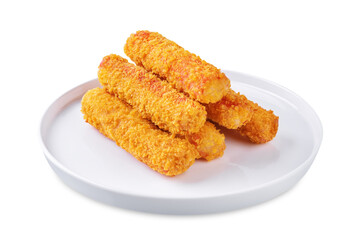 Fried Crab sticks in crumbs on a white isolated background