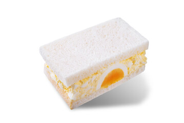 Japanese Egg Salad sandwich, Tamago Sando on a white isolated background