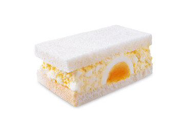 Japanese Egg Salad sandwich, Tamago Sando on a white isolated background