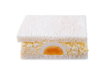 Japanese Egg Salad sandwich, Tamago Sando on a white isolated background