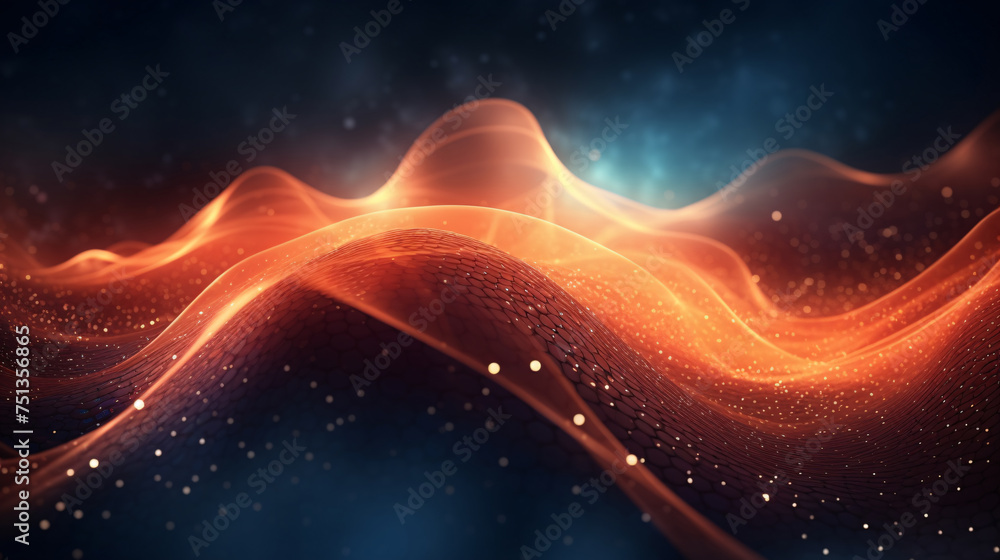 Poster abstract golden wave particle particle background