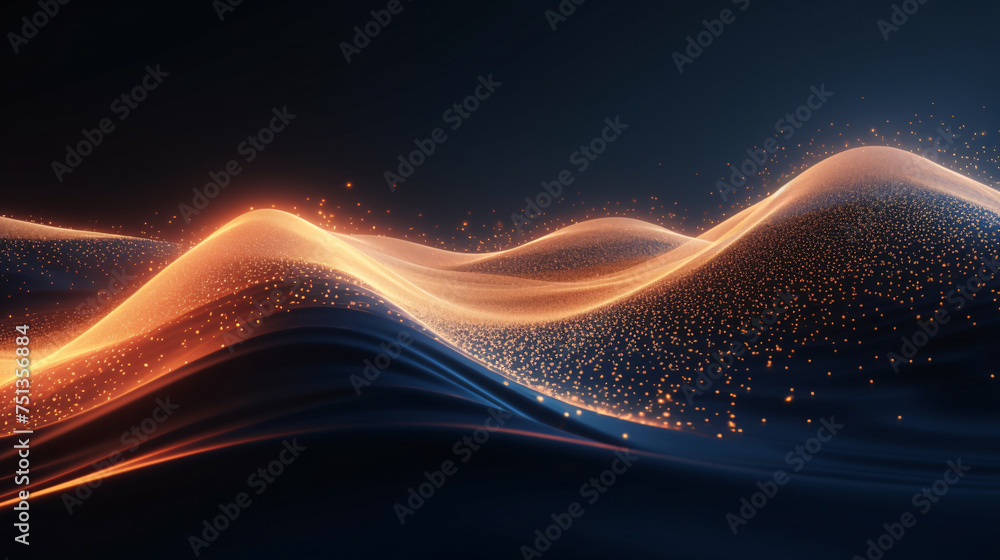 Poster abstract golden wave particle particle background