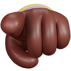 Brown skin hand sign 3D render cartoon style icon set isolate element