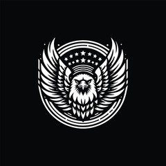 Black and white eagle logo vector illustration | Badge Design | flying eagle vector illustration| eagle design