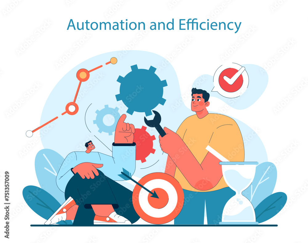 Poster optimizing workflow with automation. a vibrant portrayal of efficiency