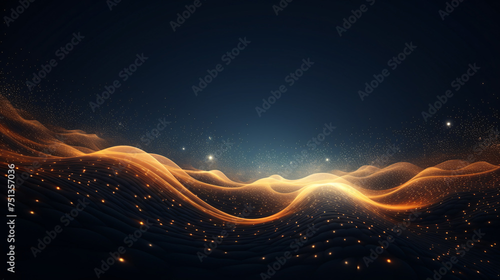 Poster abstract golden wave particle particle background