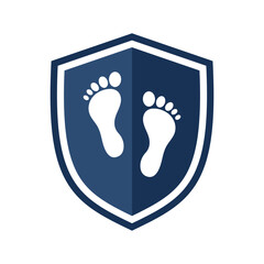 Shield icon with human footprint. Vector illustration