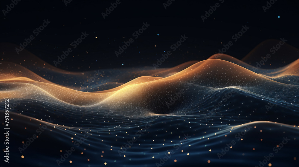 Poster abstract golden wave particle particle background