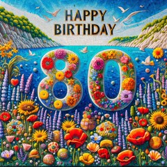 Oceanic Bloom 80th Birthday Mosaic Tribute
