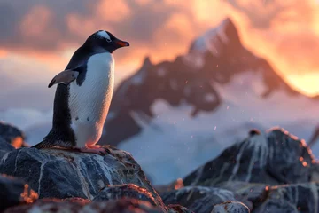 Foto op Plexiglas a penguin standing on a rock © White