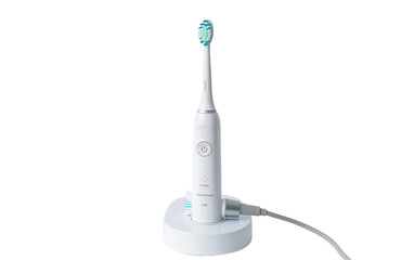Navigating Dental Wellness with the Electric Toothbrush Charger On Transparent Background. - obrazy, fototapety, plakaty