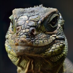 Fototapeta premium emerald gaze: the intricate beauty of a green lizard up close