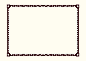 Vector calligraphic hand drawn doodle floral frame artistic calligraphy design element