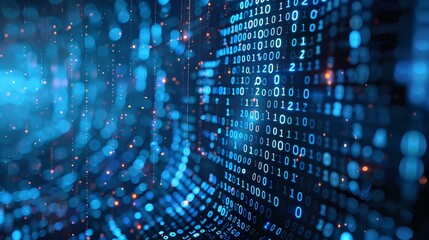 Obraz premium digital web net, Binary code, matrix, connection network, virtual reality. generative AI