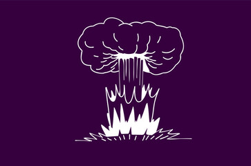 Outline drawing of a powerful explosion, vector image.