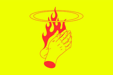 Illustration of hands with flames