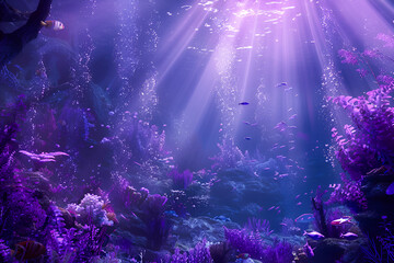 Underwater fantasy world in purple