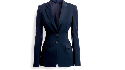 A tailored navy blue women's corporate suit