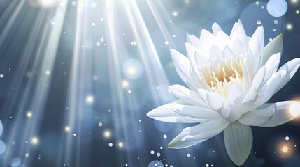 a white flower with light shining through it - obrazy, fototapety, plakaty