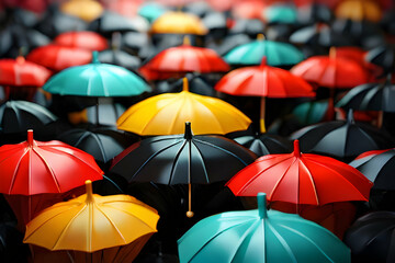 red yellow and green umbrella  yellow, open, color, white, green, sky, black, object, summer, vector,Ai generated 