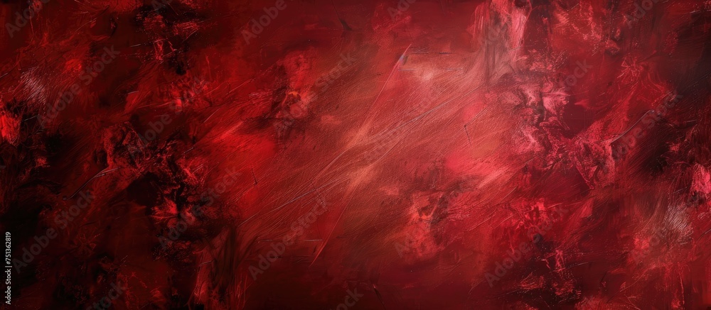 Aufkleber a rich and dark red texture background dominates this abstract painting, intermingling with bold str