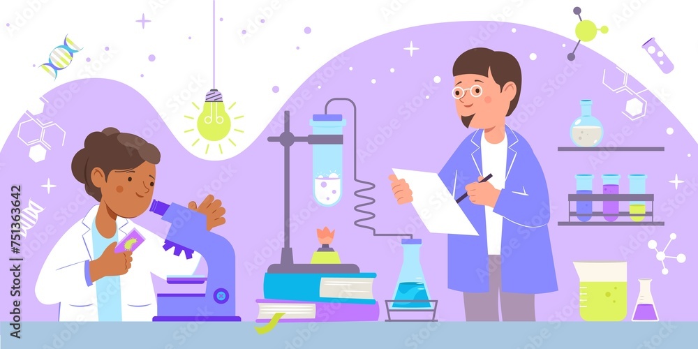 Poster Science lab illustration in flat design