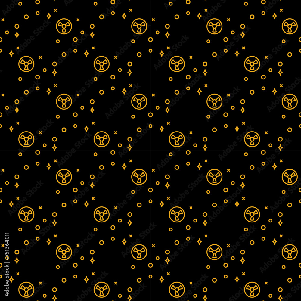 Poster nuclear weapon in space vector radiation seamless pattern in thin line style