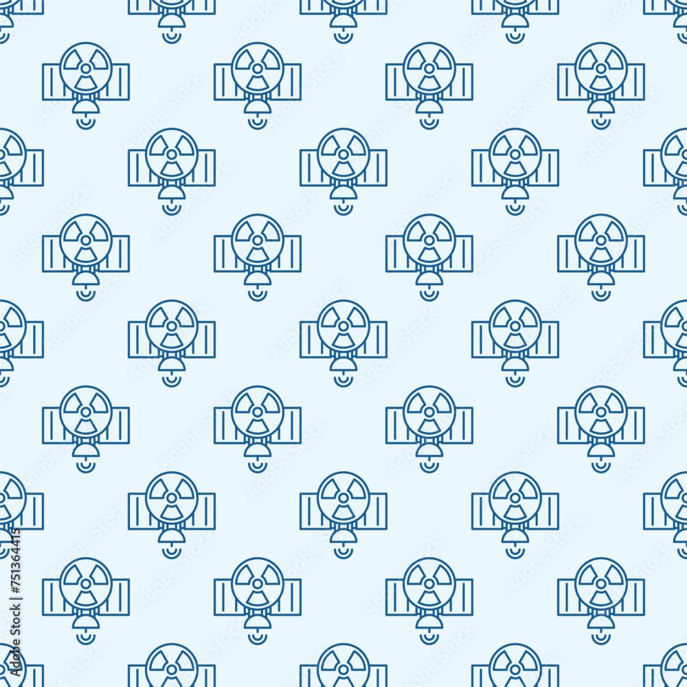 Poster satellite with nuclear weapon in space vector outline seamless pattern