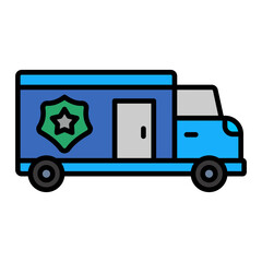   Police van line filled icon
