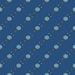 Space Based Nukes with Earth and Satellite vector colored seamless pattern