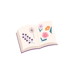 Flowers on the book illustration