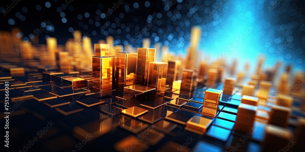 Aufkleber rising, flowing, streaming data concept. metallic colored blocks stacked and rising. data reallocati