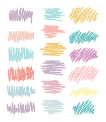 Obraz premium Hand drawn vector collection. Strokes, strokes with a brush, pencil, marker, of different shapes. In color.