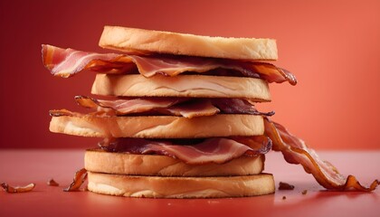 Crispy bacon slices sandwich
