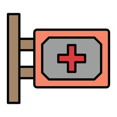Obraz premium Hospital Sign line filled icon