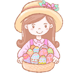 girl with Easter eggs