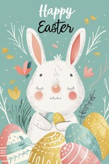 Obraz premium easter holiday background. Easter greeting card, pencil drawing and watercolor paints