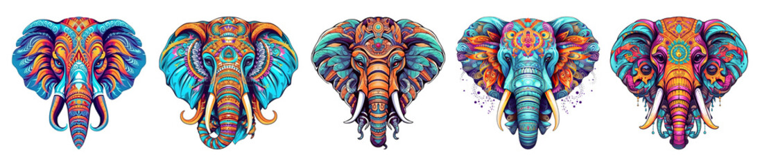 elephant head sticker design with colorful mandala abstract, generative ai